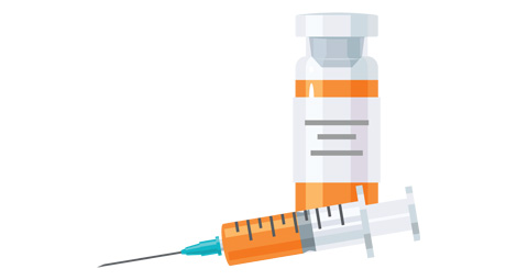 Illustration of a vial with vaccine and a syringe